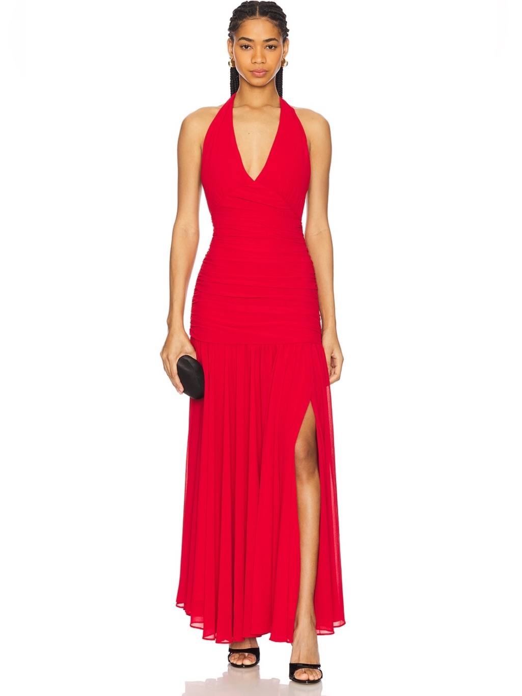 Bardot Mave Halter Neck Maxi Dress In Deep Red